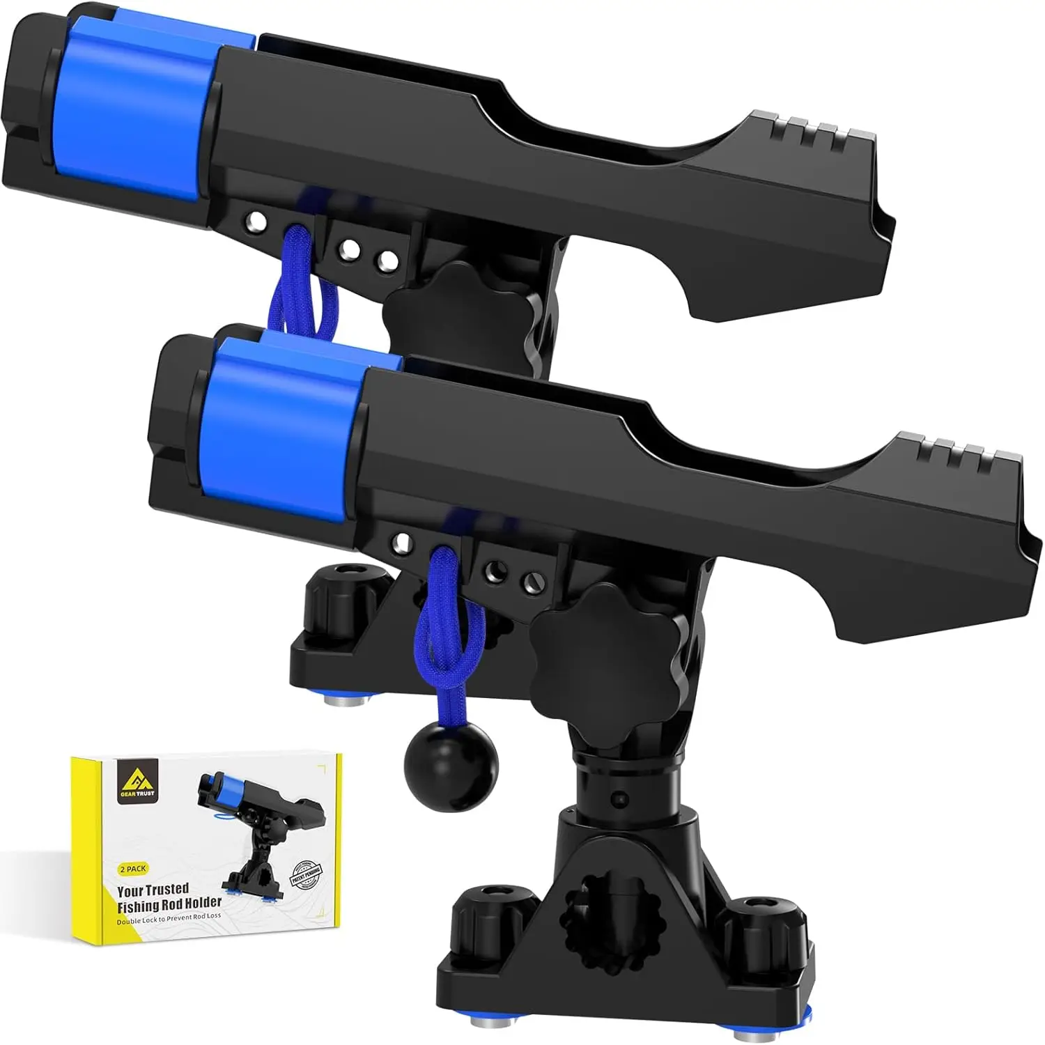 

Держатель для удочек 2-в-1 для лодок и каяков, надежная фиксация с тройной защитой, двойной Т-образный болт и эластичный шнур