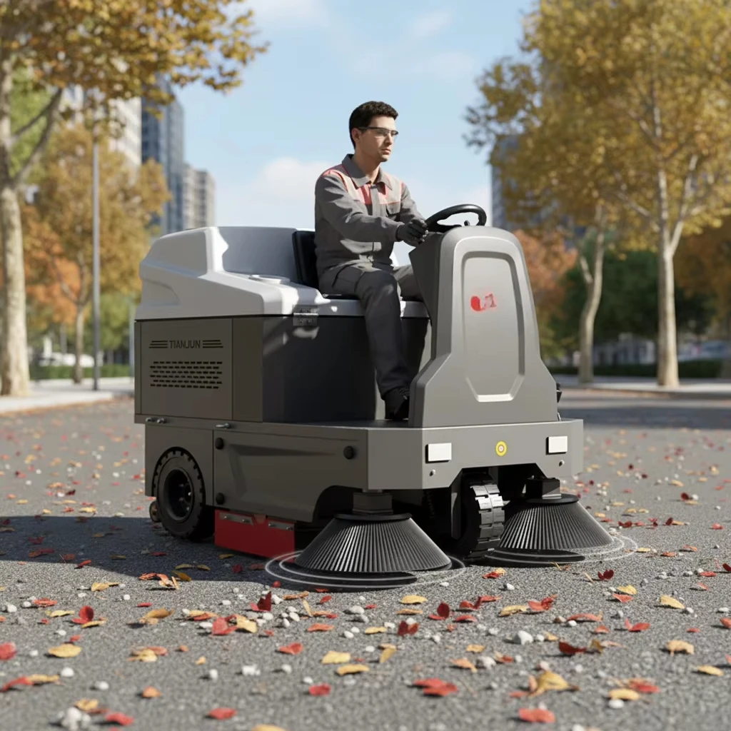 

High Efficiency Sweeping Machine 48V80Ah Battery 1400mm Cleaning Width Ride-On Sweeper for Parking Lot Street Garden Use