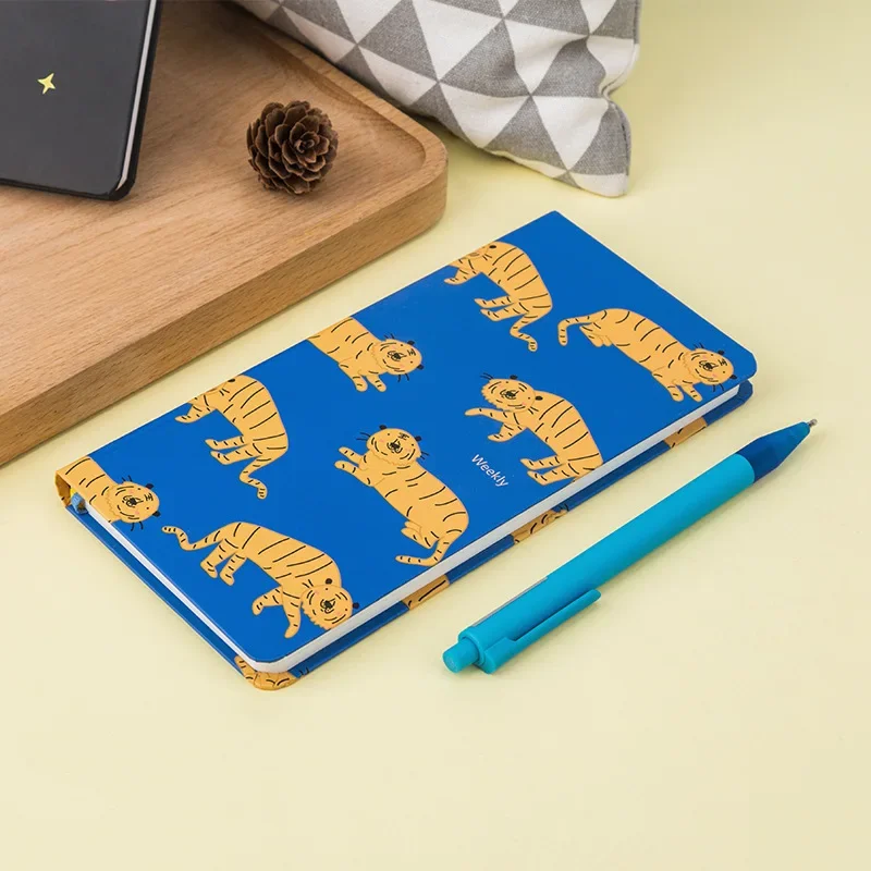 Mini Notebook Pretty Student Notepad Hardcover Weekly Study Diary Planner Cute Memo Pad for School Supplies Agenda Ledger