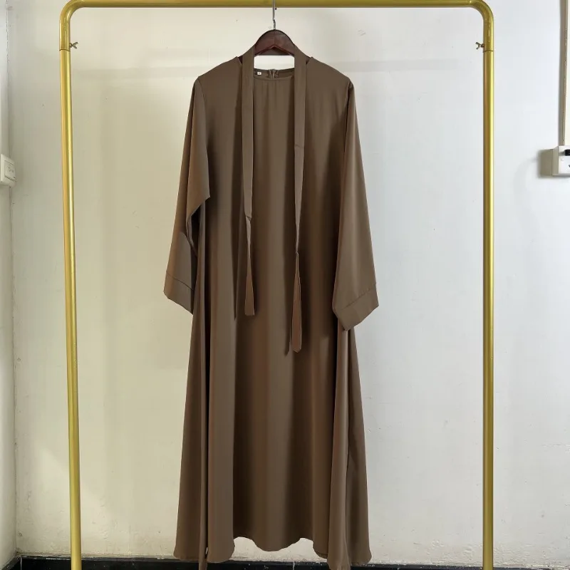 Muslim Abaya Dress for Women, Round Neck Abayas, Loose, Solid Color, Dubai, Saudi, Robe, Turkish, Modesty, New Fashion, 2023