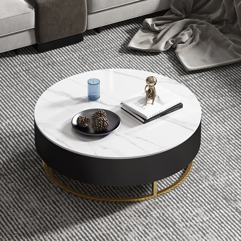 

Stone Plate Coffee Table Small Table Simple Modern Light Luxury Small Apartment round Coffee Table