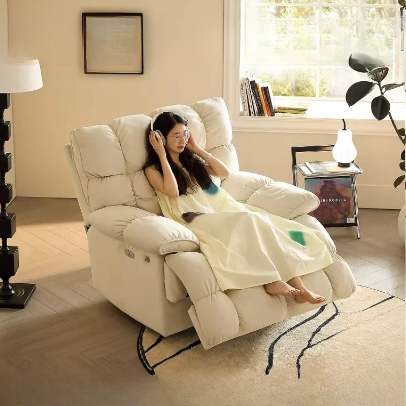

Cloud single sofa electric lazy multi-functional leisure rocking rotating recliner can lie down and sleep