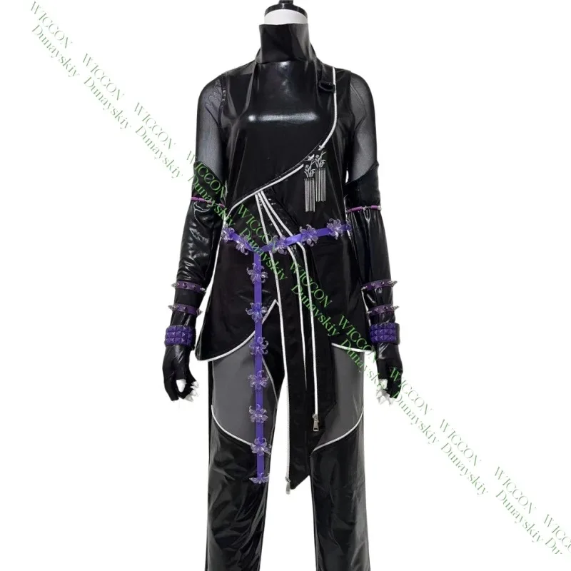 CyKpop Demon Hunters Mira Cosplay disfraz peluca Huntrix cuero Top pantalones traje de rendimiento para mujeres niñas Halloween carnaval