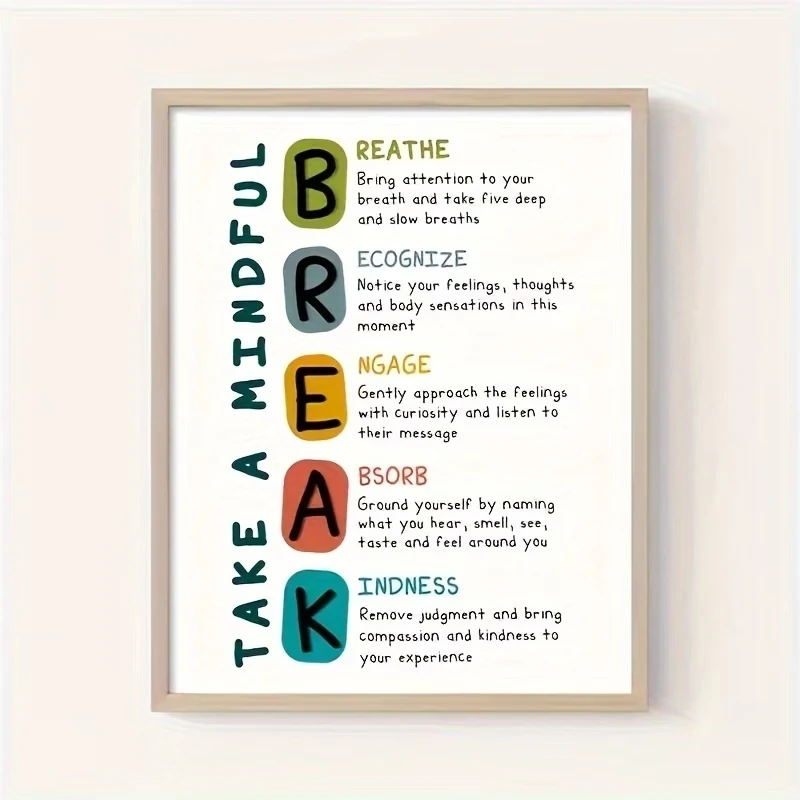 Modern Mindful Breathing Inspirational Quotes Wall Art Print Canvas Painting Poster Picture For Bedroom Home Decor