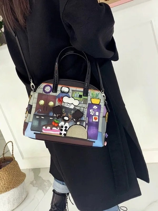 New Women's Saddle Bag Fashion Creative 3D Embroidery Bag Splicing Contrasting Embroidery Handbag Versatile Crossbody Bag Female