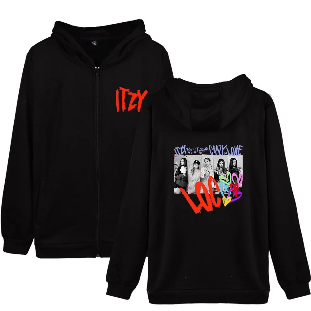 ITZY CRAZY In Love 2D Digital Print Trendy Zipper Hooded Sweater Adult Autumn  Winter Zipper Hooded Kids Tops hoodies sweatshirt