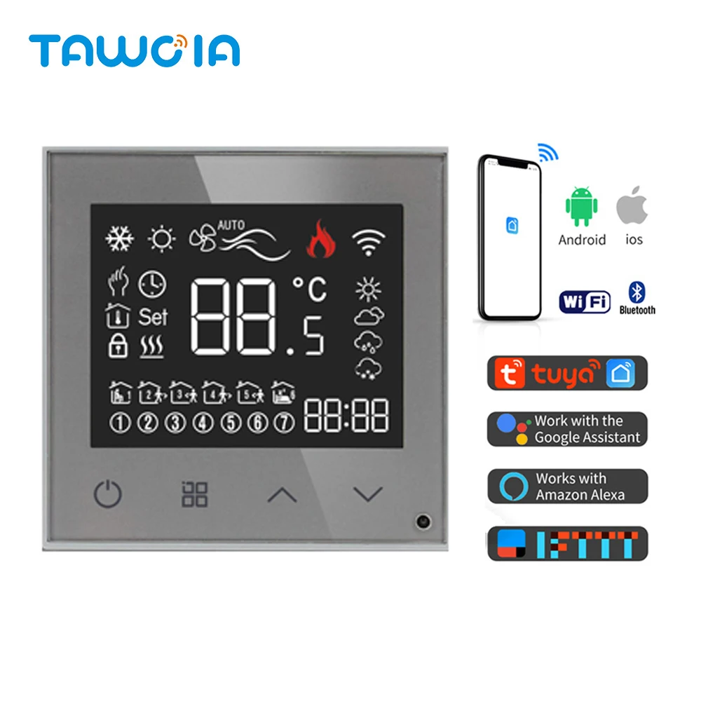 

TAWOIA Function Keys WiFi Temperature Controller Touch Screen Electric Floor Heating Water Boiler Room Thermostat