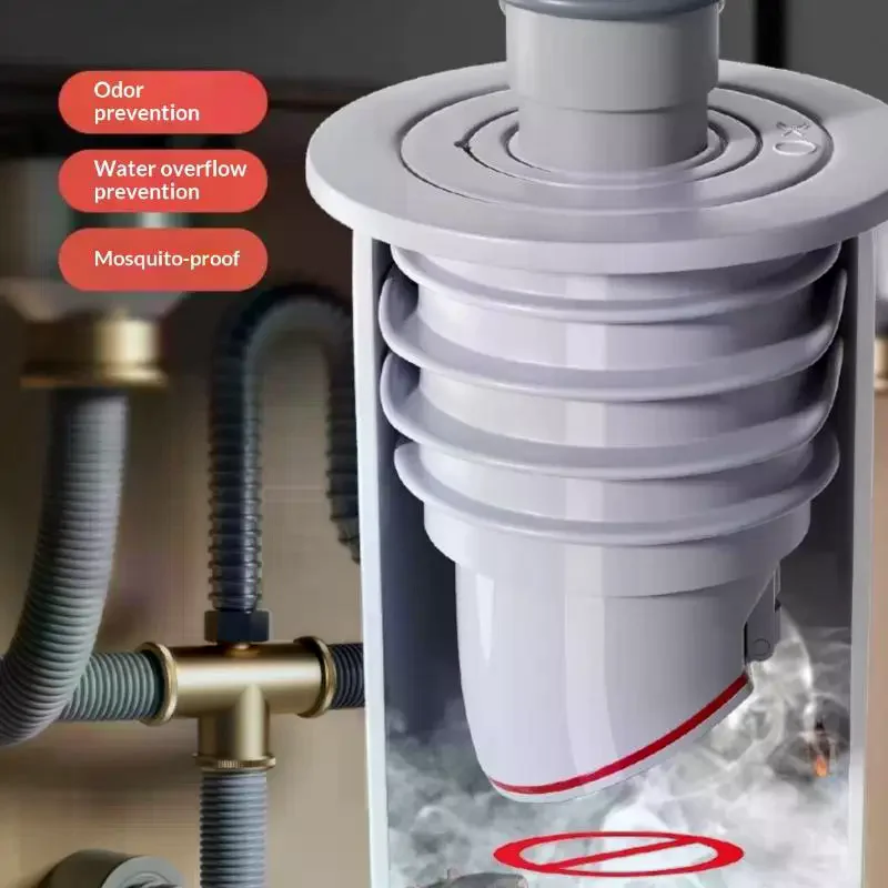 Bathroom Sewer Seal Ring Kitchen Sink Sewer Pipe Plug Washing Machine Anti-odor Leakage Floor Drain Seal Connector Plug Silicone