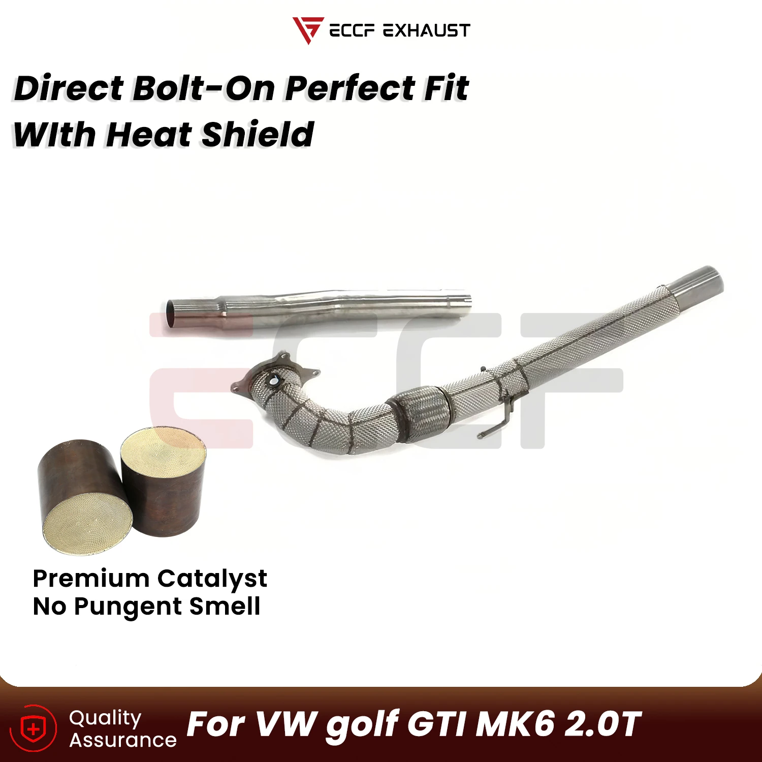 Sporty Downpipe With Heat Shield For VW golf GTI MK6 2.0T Aggressive Exhaust Sound Plug and Play Upgrade Performance