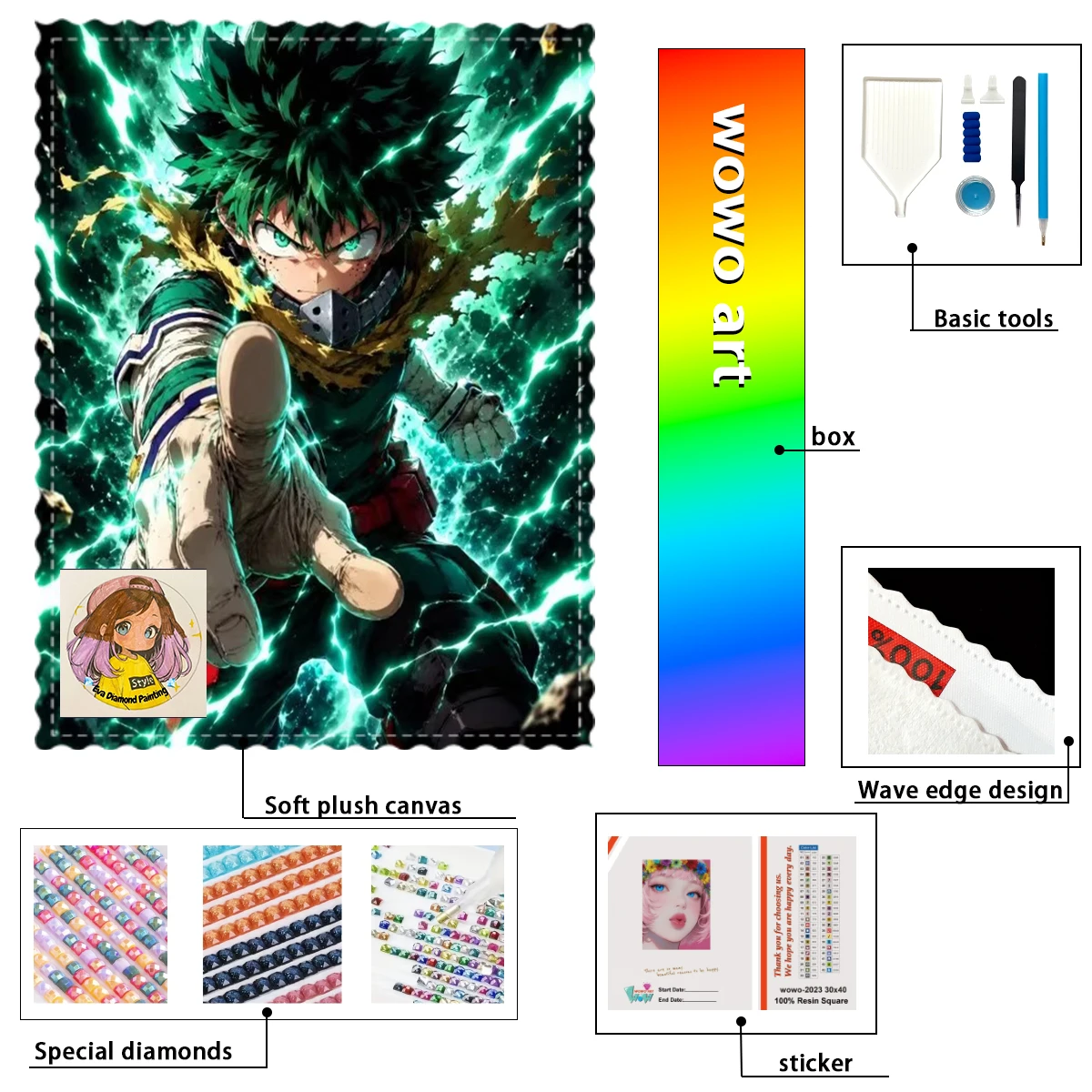 【eva Diamond Art】Kit de tamponnage diamanté 100% résine FD+AB+YG avec personnages d'anime – Un chef-d'œuvre parfait qui vaut le coup d'acheter