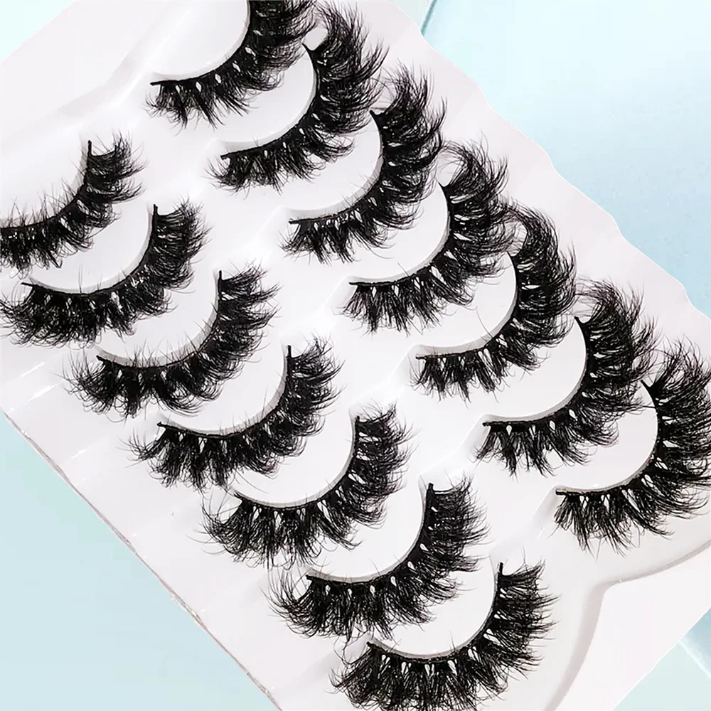 7 Pairs 20mm False Eyelashes, Natural Fluffy Lashes, Volume Dramatic Handmade Soft Faux Mink Eyelashes Extension,Use for wedding