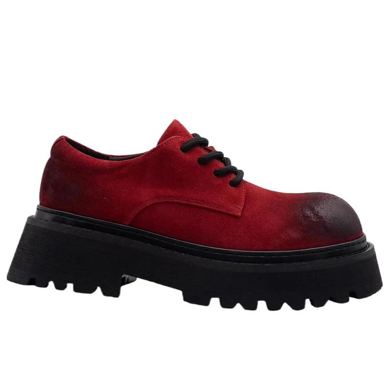 

Мужские туфли дерби из натуральной кожи, европейская/американская широкая версия, дизайн, уличная мода, повседневная обувь с толстой подошвой, увеличивающая рост