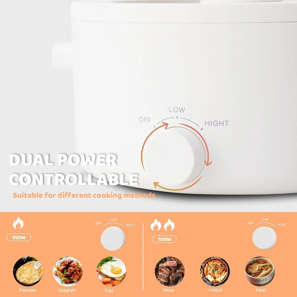 2024 New Hot Pot Electric, 3L Portable Electric Pot with Ceramic Non-stick Coating, Dual Power Multi-functional Romen Cooker