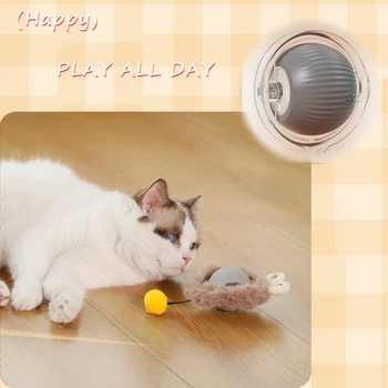 Interactive Cat Toys Ball Fast Rolling in Pouch Hide and Seek Kitten Toy Motion Activated Interactive Cat Toy for Indoor 6