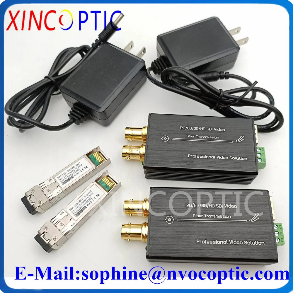 

1Ch Forward Mini 12G-SDI to Single Fiber Converter with Loop Out,SMF,Simplex 20KM LC Connector Optical Transceiver