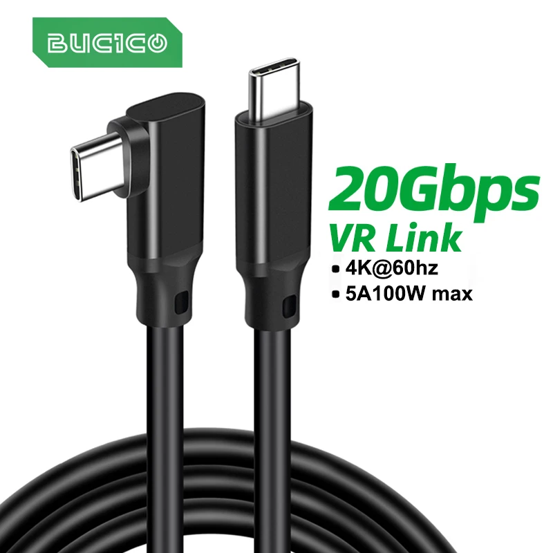 Elbow USB 3.2 Gen 2 Type C to C Cable 20Gbps 4K Video VR Data Cable 5A 100W PD Fast Charging For Oculus Macbook Pro iPad Laptops