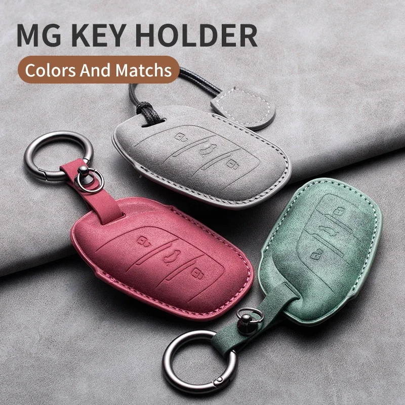 

New Sheepskin For Roewe Car Smart Key Cover Case Holder Shell RX5 I5 I6 RX3 RX8 ERX5 for MG ZS EV MG6 HS 5 6 EZS Accessories