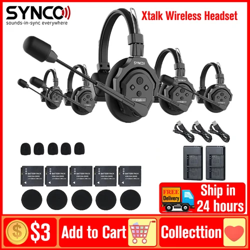 Imagen 1 del producto SYNCO Xtalk X5 Xtalk X2 X3 sistema de intercomunicación con auriculares inalámbricos comunicación 2,4G micrófono inalámbrico para escenario de estudio en vivo de películas