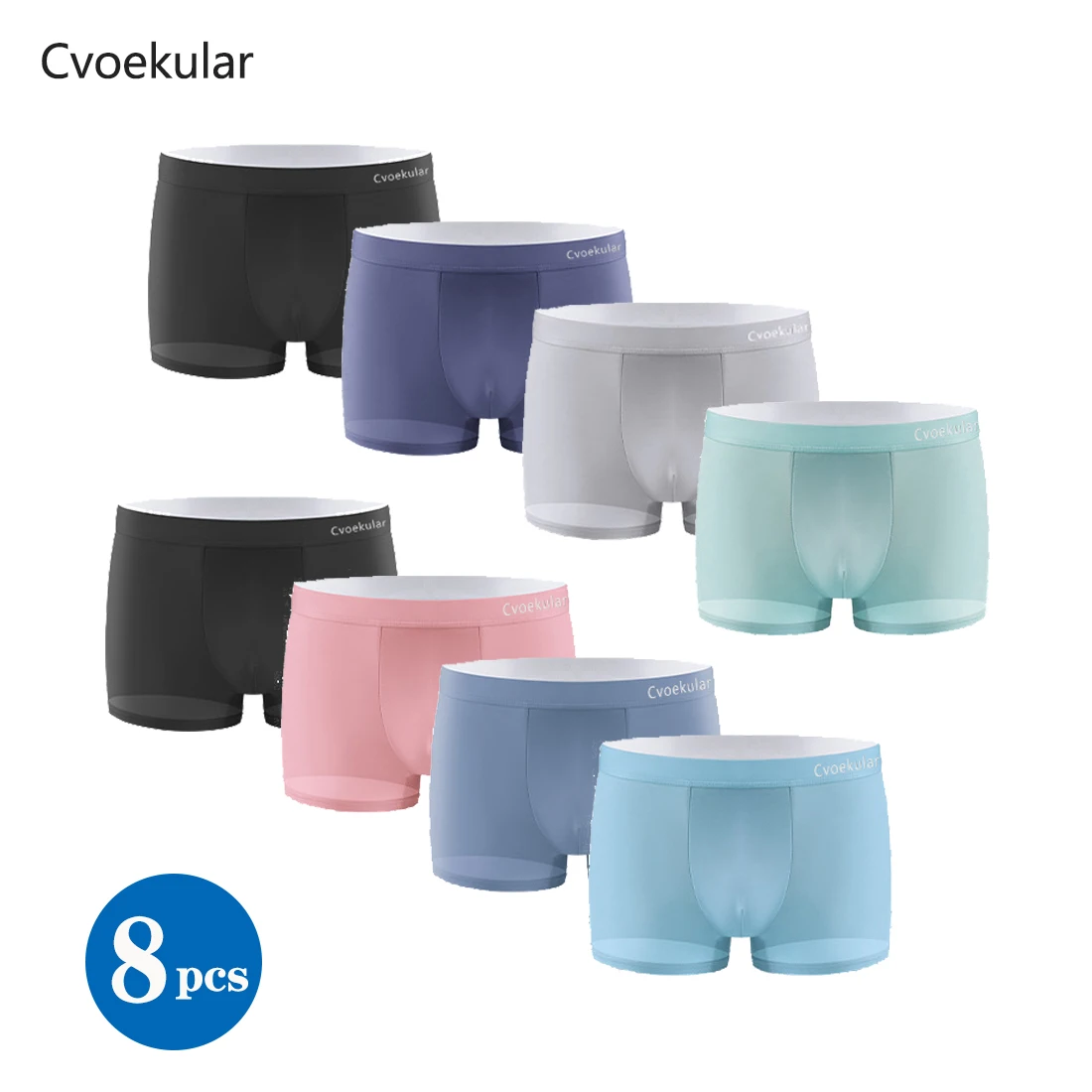 Cvoekular 8PCS Man Boxer Ice Silk Underwaer Bokserki Meskie Sexy Lingerie Sous Vetement Homme Calzoncillos Shorts Underpants