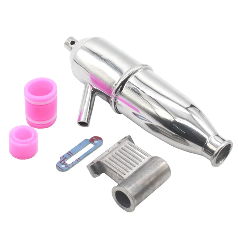 Suitable for HSP Unlimited BQ012 1/10 RC Remote Control Model Car Exhaust Pipe Complete Set.Silver+Pink