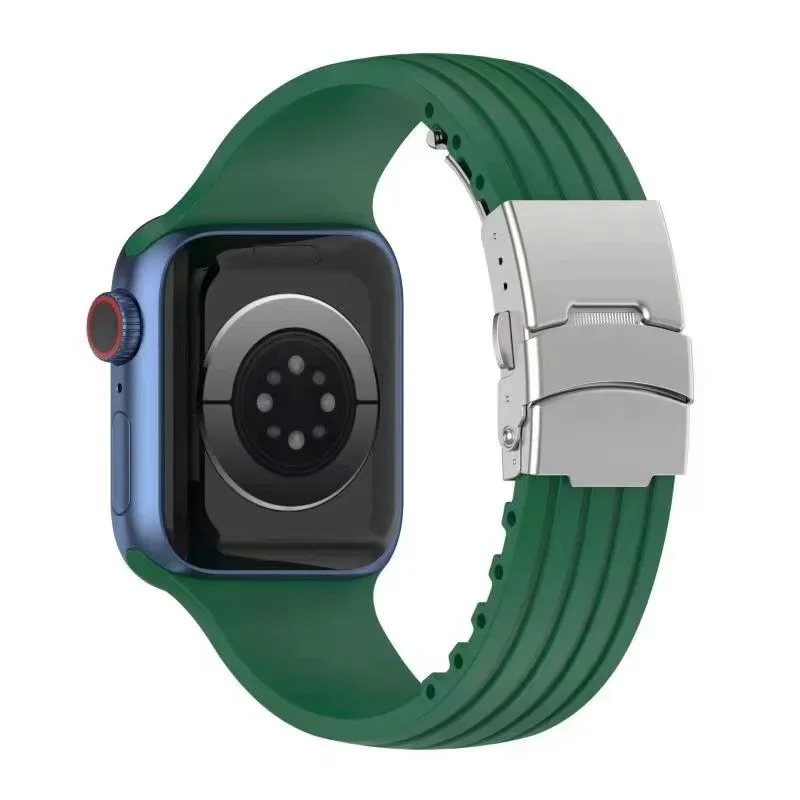 Correa de silicona para Apple Watch, pulsera de 44mm, 40mm, 45mm, 46mm, 49mm, 42mm para Iwatch Series 3, 6, Se, 7, 8, 9, 10 Ultra