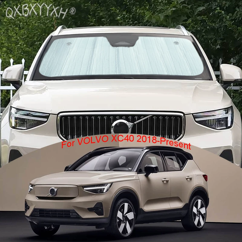 Car Sun Shade Aluminum Foil Foldable UV Heat Insulation Windshield Sunshades For VOLVO XC40 2018-Present Protect Cover Accessory