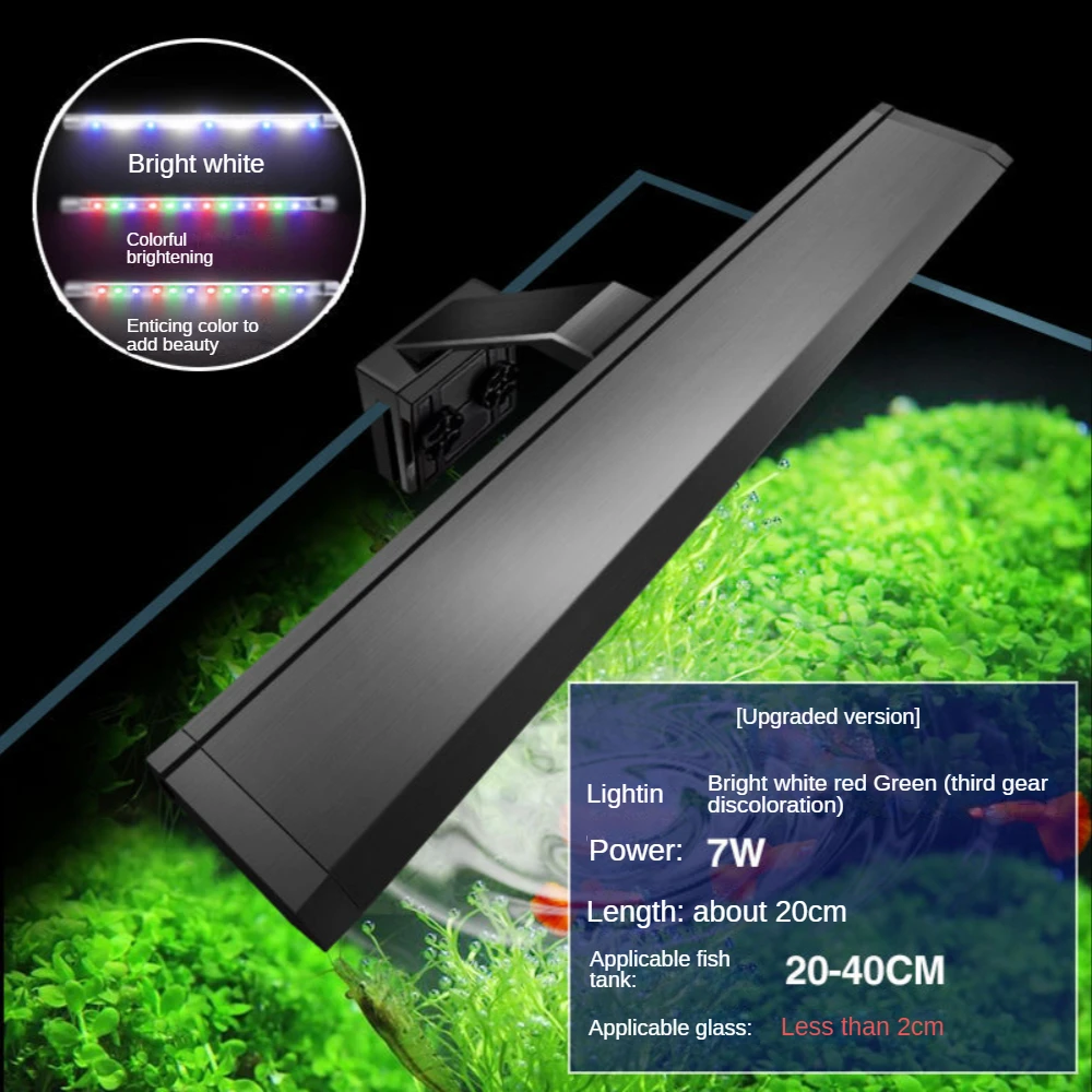 

LED Fish Tank Light Lamp,Aquarium Light, Clip on Brackets, Multicolor,3 Lighting Modes, Water Plants Algae Growth Light, 10-55cm