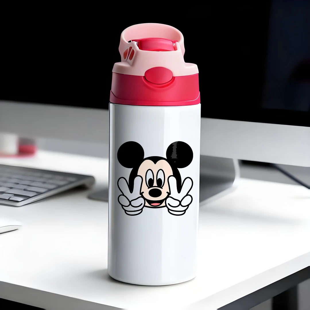 

Disney Mickey Mouse cartoon character big eyes round nose joyful smile yay gesture 304 stainless steel cartoon straw cup ch