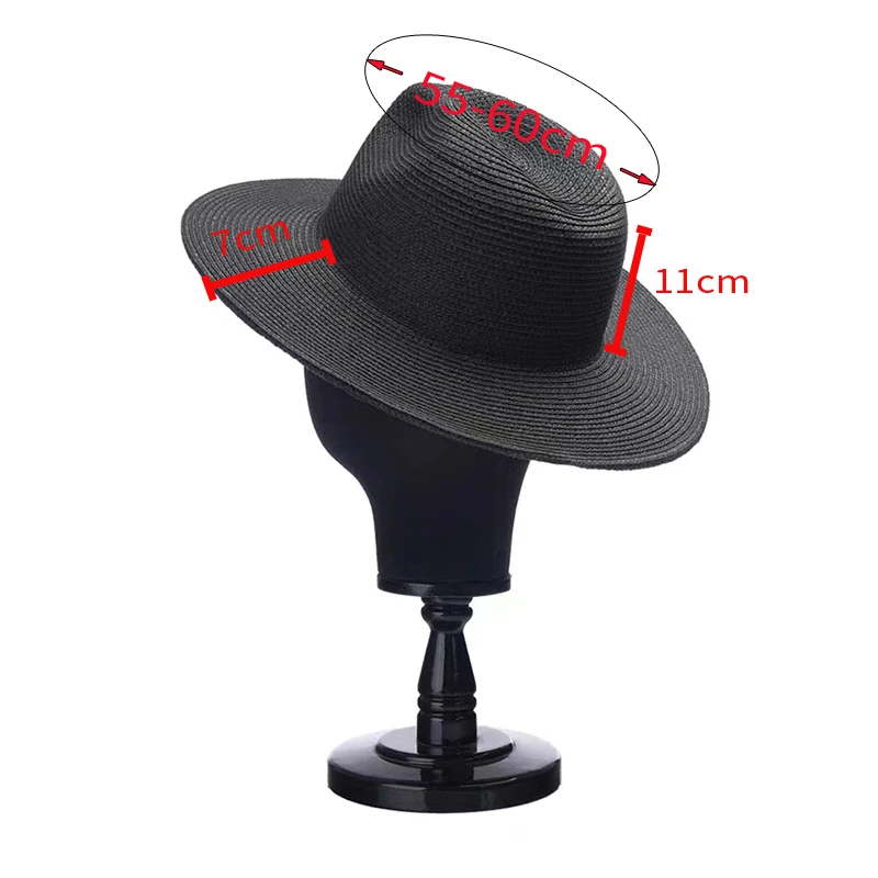 Fashion Big Size 59 60cm Ten Color Jazz Straw Hat Summer  Women Men Wide Brim Beach Sun Cap UV Protection Fedora Hat Wholesale