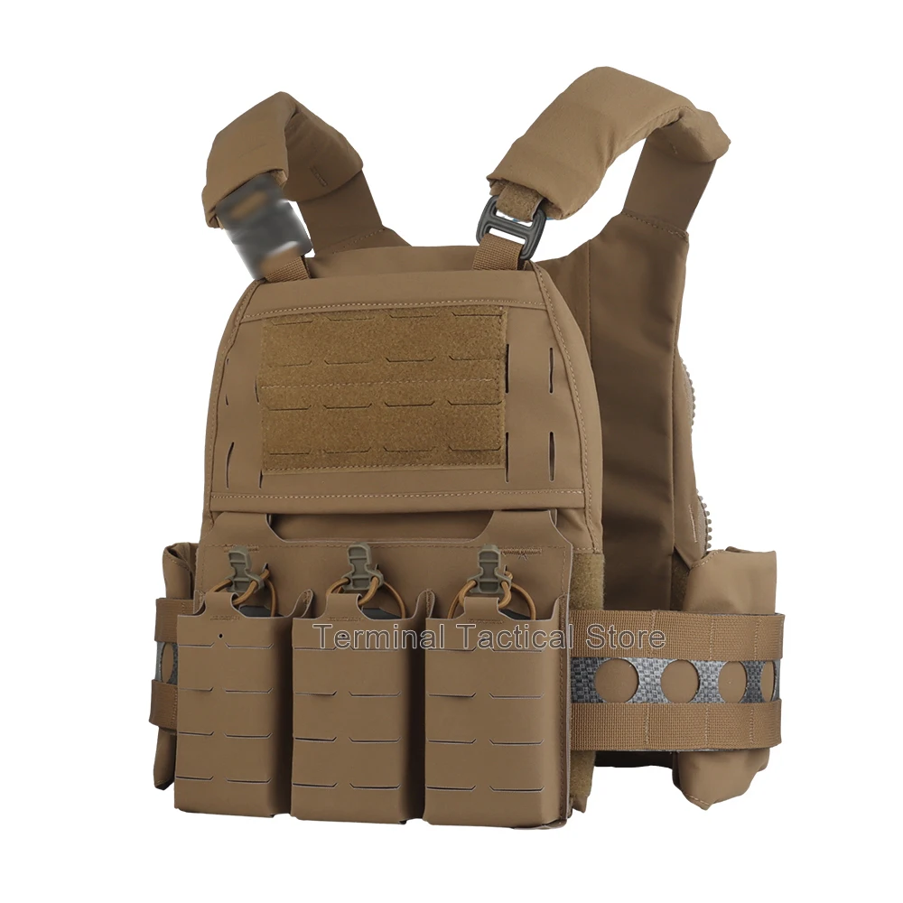 Ferro V5 FCPC Taktische Plattenträgerweste mit Schnellverschluss, Tragbare Körperschutzweste, Molle Airsoft Jagdweste mit 556 Dreifach-Magazintasche