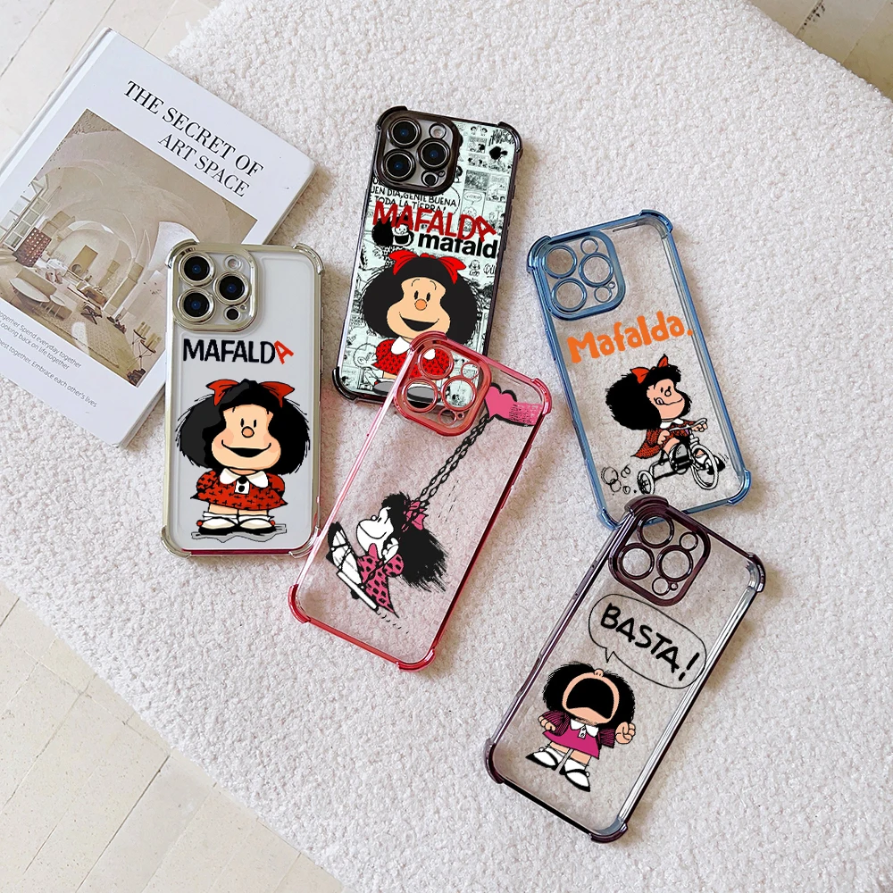 Cute Little Girl M-Mafaldas Case For Infinix Hot 40i 30 30i 10s 9 Play Smart 8 7 Note 40 Spark Go itel A70 Shockproof Clear