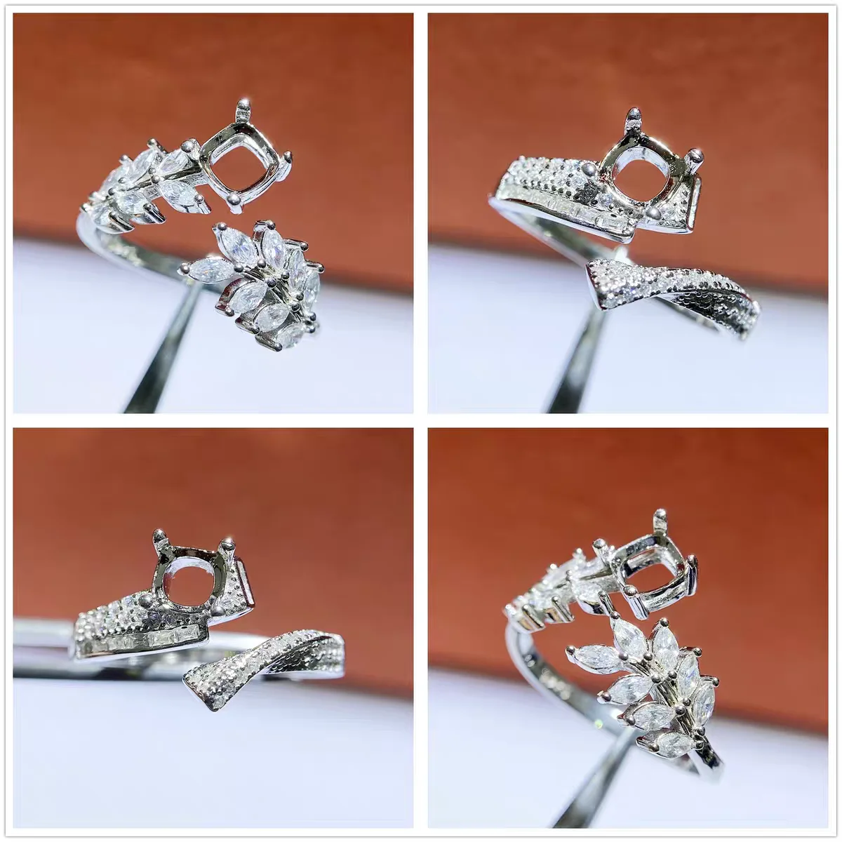 

MeiBaPJ 5 мм круглый камень стерлингового серебра 925 пробы держатель для колец в форме листа DIY пустая поддержка для женщин изысканные очаровательные ювелирные изделия