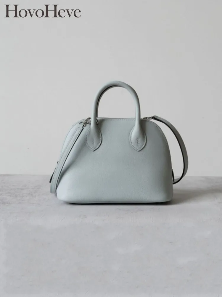 Retro Women Office Shell Shaped Crocodile Pattern Casual Elegant Ladies Genuine Leather Satchels Shoulder Underarm Crossbody Bag