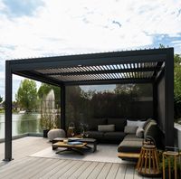 Luxury Modern Outdoor Aluminum Pergola Waterproof Louver Roof Metal Gazebo Garden Aluminium Pergolas Electric Motorized Pergola