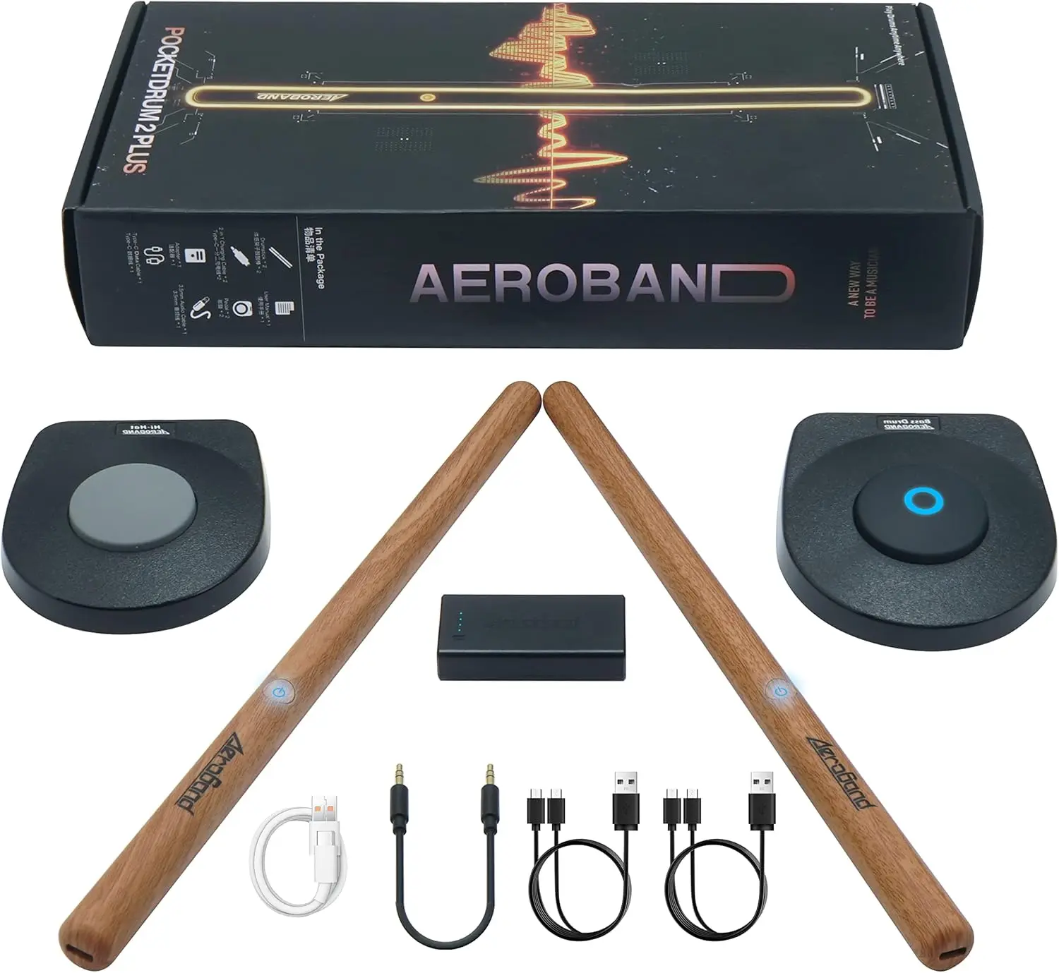 Electronic Drum Set PocketDrum2 PLUS, Air Drum Sticks & Pedals & Bluetooth Adapter, Play Drum Anywhere Anytime, Digital