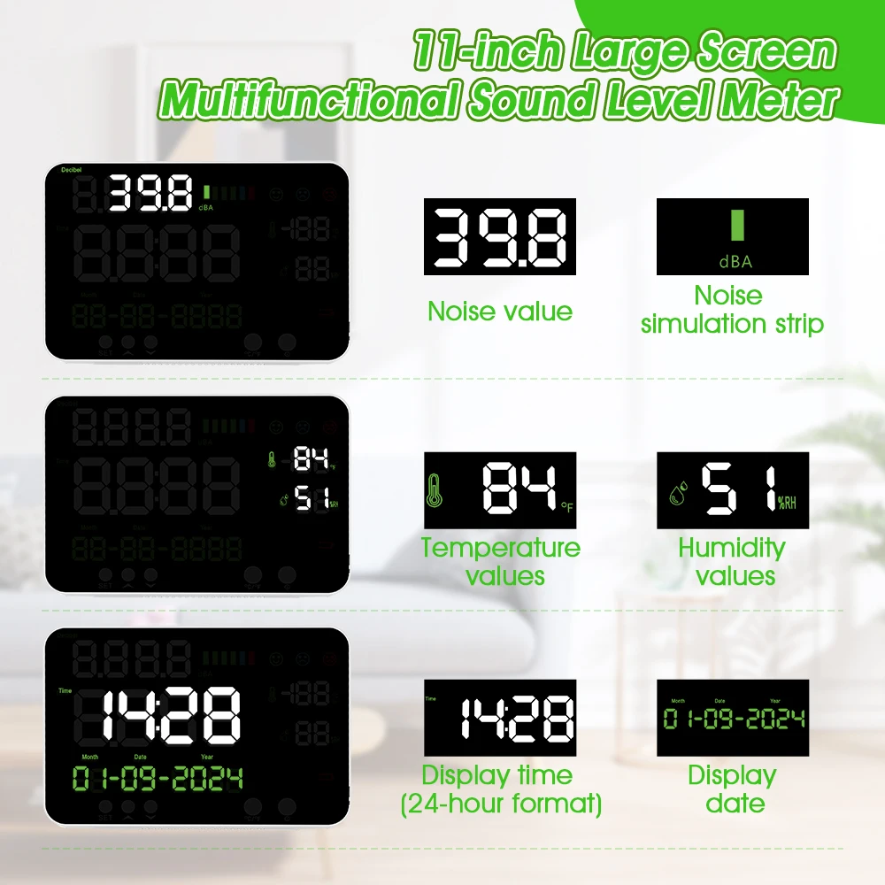 Imagem -02 - Btmeter-wall-mounted Sound Level Meter Decibel Meter Hanging Noise Meter para Biblioteca Studio Factory 30130db