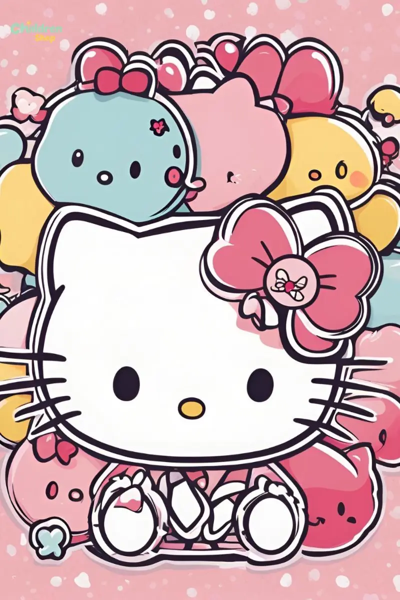 Kawaii Pink Kawaii Hello Kitty Sanrio Diamantmalerei Vollbohrung Cartoon-Kunst DIY Mädchenzimmer-Deko Geschenk Ohne Rahmen