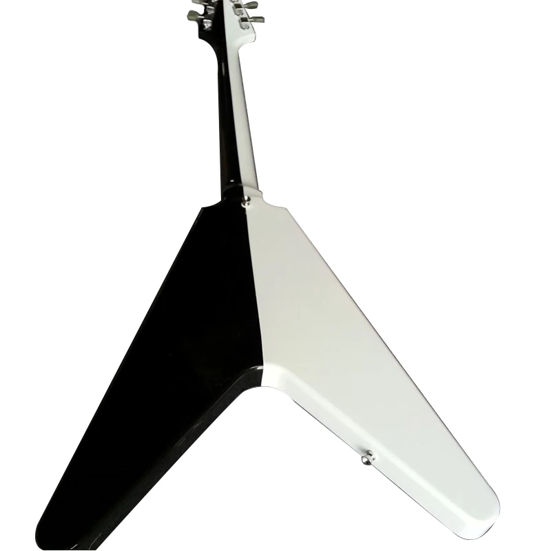 Customized Flying V Electric Guitar Control, Black and White, Good Quality, in Stock