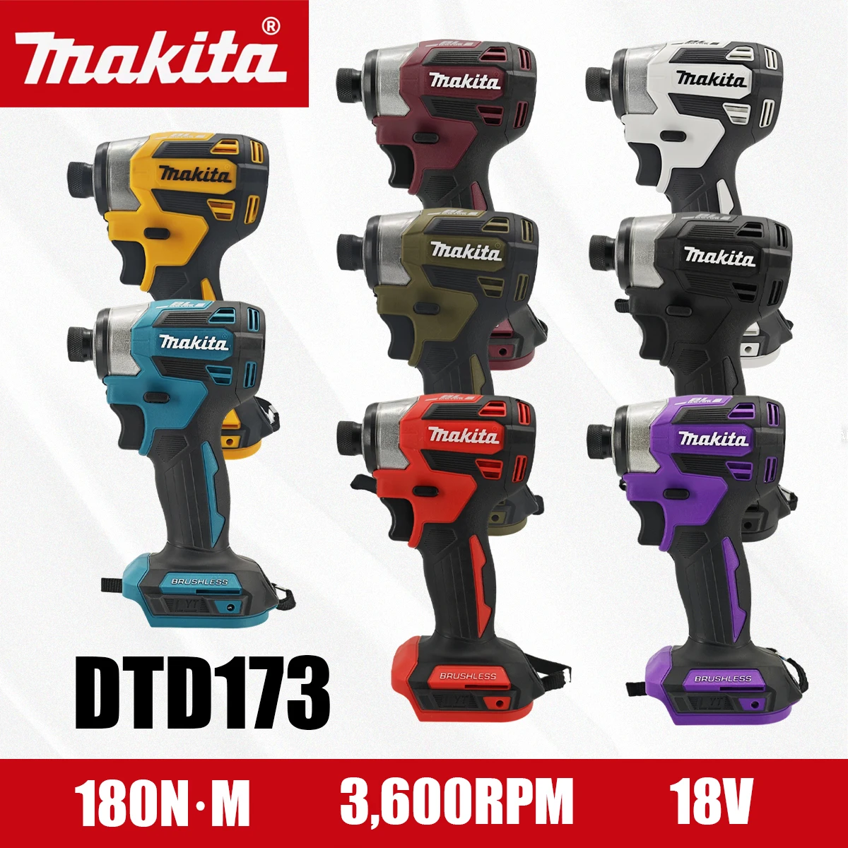 

Бесщеточная дрель Makita DTD173, многоцветная, 180 Нм, электрическая, для дома и ремонта, для дерева и болтов, режим T-Mode
