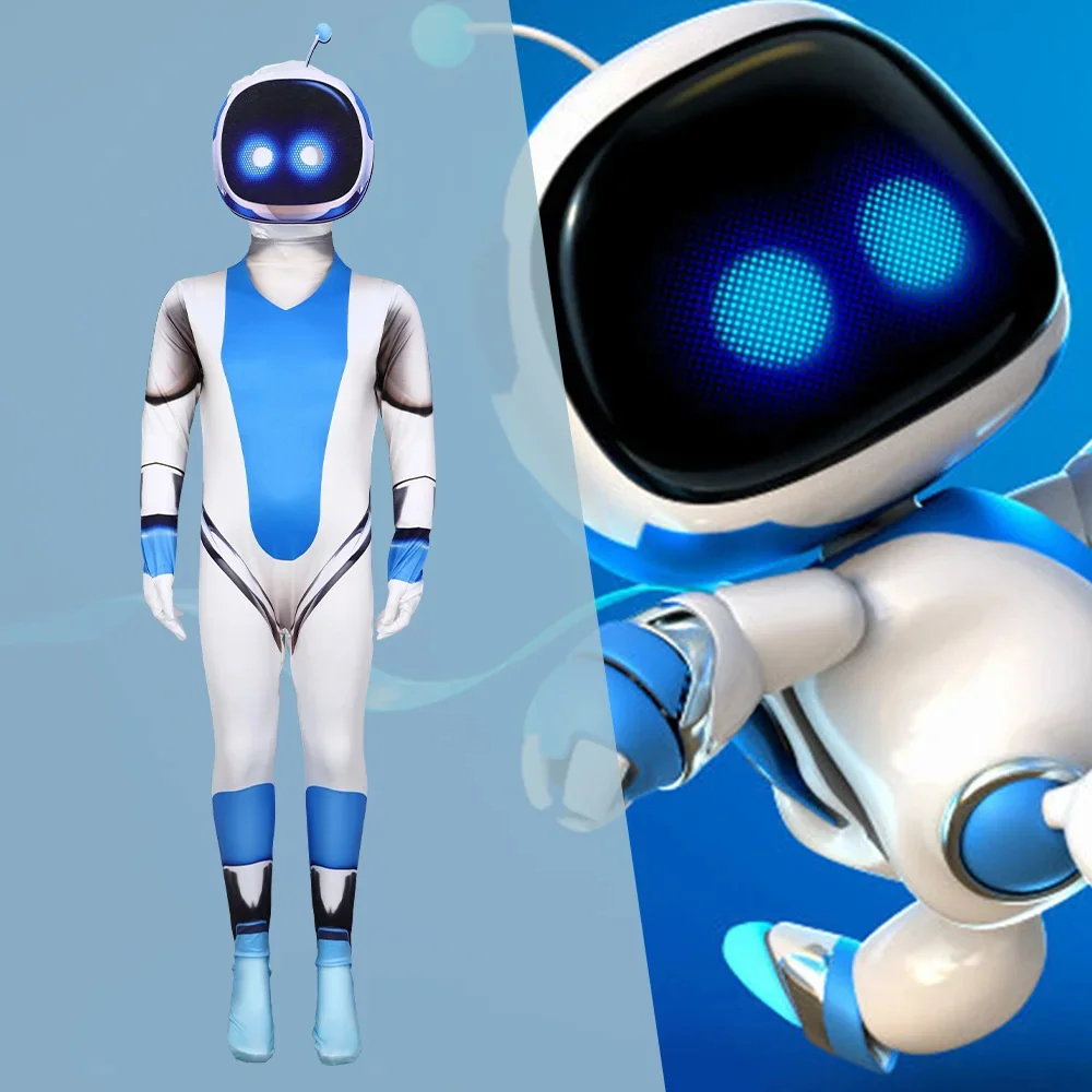 Cute Game Astro Bot Cosplay Costume Aminal Game Astro Bot Bodysuit Jumpsuit Mask Children Adult Party Costume