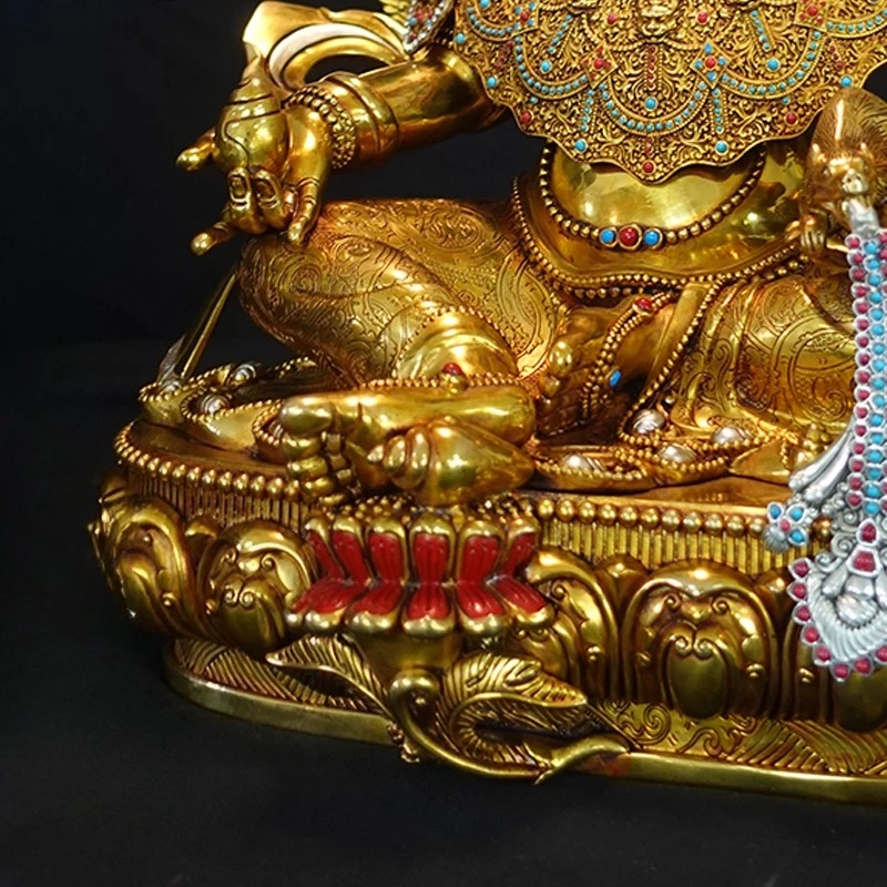 Nepal Tibet Craft Tibetan Tantra Fengguan Yellow Jambhala Wealth God Handmade Copper Statue