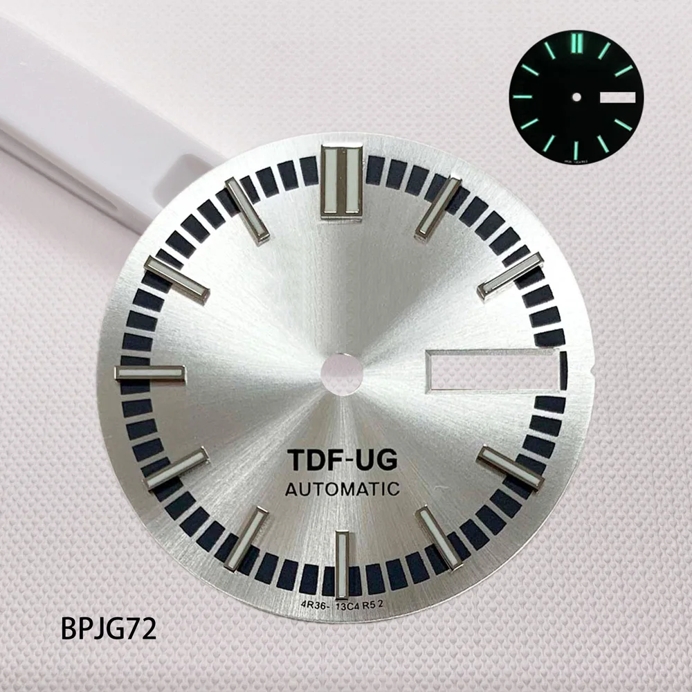 جديد 28.5 مللي متر 5 فتحات TDF-UG قرص أخضر مضيء ، مناسب لملحقات ساعة الحركة الأوتوماتيكية NH35/36 حسب الطلب