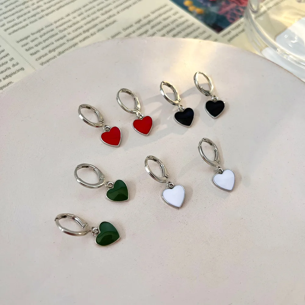 Vintage Red Heart Earrings Fashion Colorful Peach Heart Drop Earrings For Women Earing Jewelry Earings Earring Kolczyki Brincos