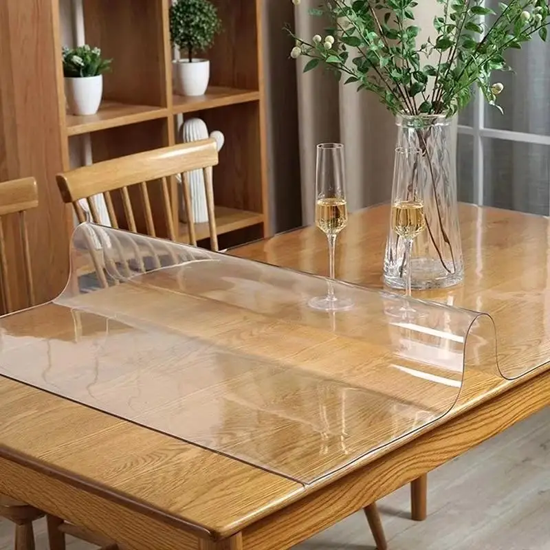 Clear PVC Table Protector Oil Proof Heat Resistant  For Dining Table Office Home Use