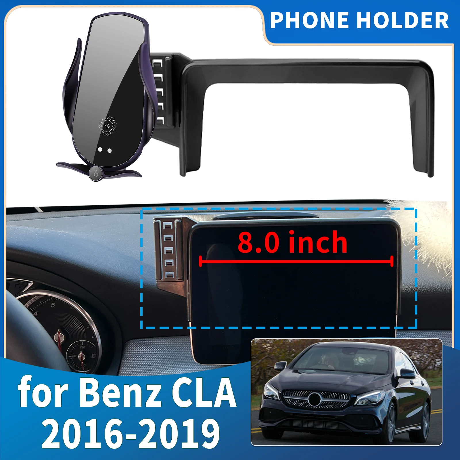

fit for Mercedes-Benz CLA 2016 2017 2018 2019 C117 (8.0in) Integrated Screen Mount Phone Holder Mount Car accessoires