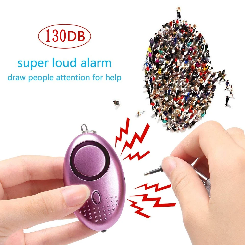 Portable Self Defense 130dB Anti Aggression Personal Security Alarm Keychain LED Lights Emergency Safety For Women