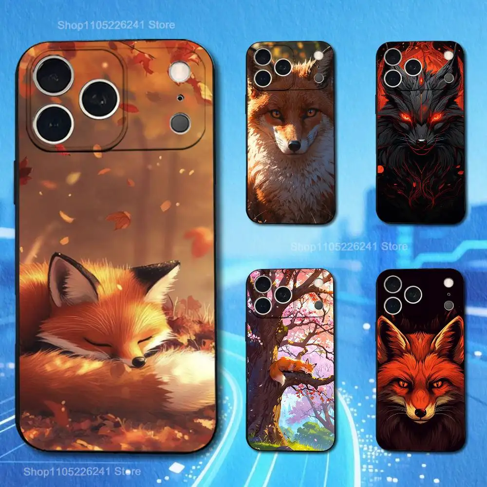 

Cool Fox Cartoon Phone For iPhone 13,12,15,14,11,16,17,Plus,Pro Max,XS,X,XR,SE,Mini,8,7,Soft Silicone Black