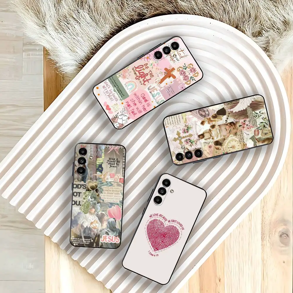 Vintage Jesus God Slogan Floral Phone Case Silicone Soft For Samsung  Galaxy A73,31,32,72,41,53,52,71,22,5G,Note,J7,8,9