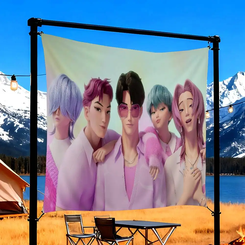 لافتة حفلات شركة Idol The Saja Boys Cartoon Advanced Printing Commercial Advertising Flag