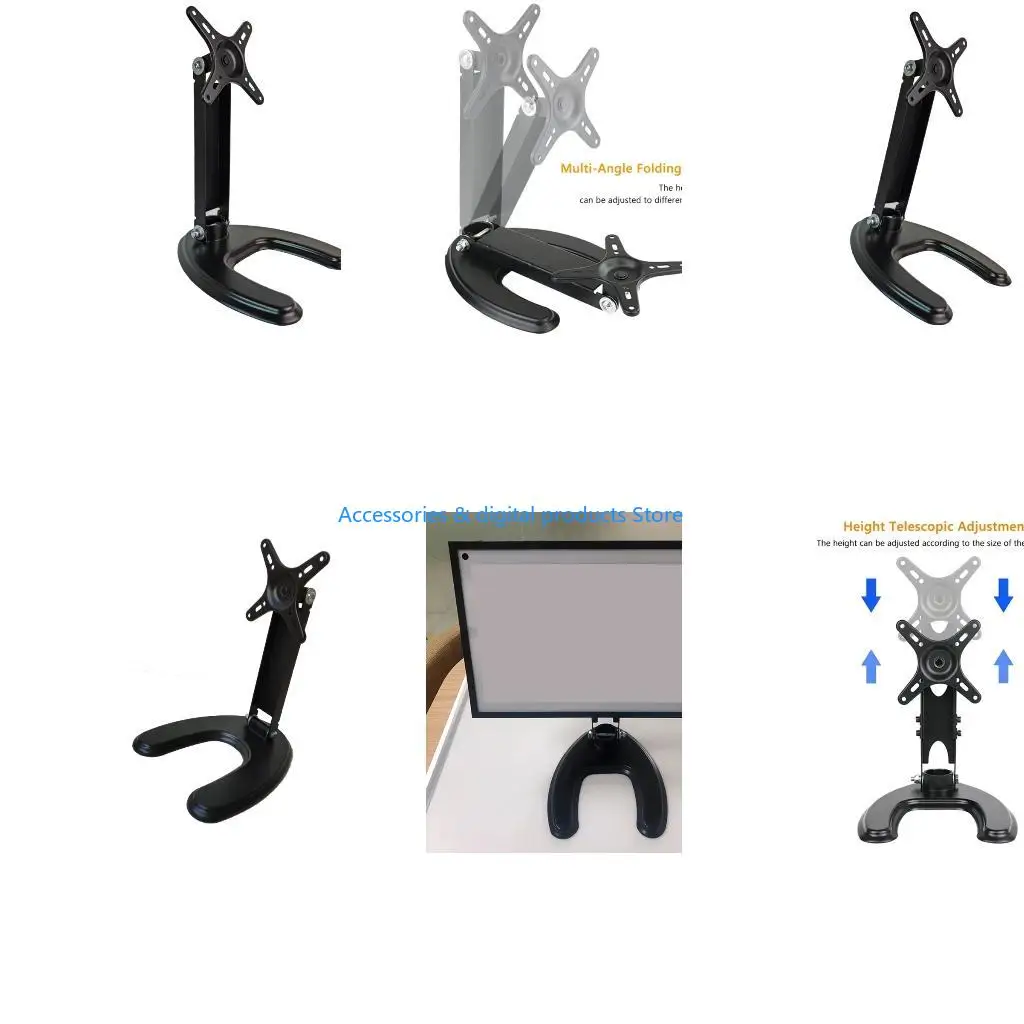 77JD Hard Plastic Stand for 10-27inch Monitor Table Bracket Adjustable 360 Rotation Base Strong Load Capacity Desk Stand